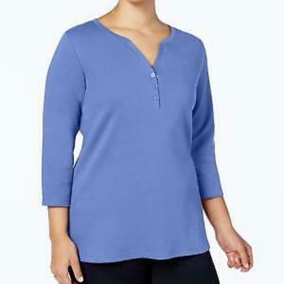 Karen Scott Womens Cotton Grommet Hardware Top Red Size Pp main image 0